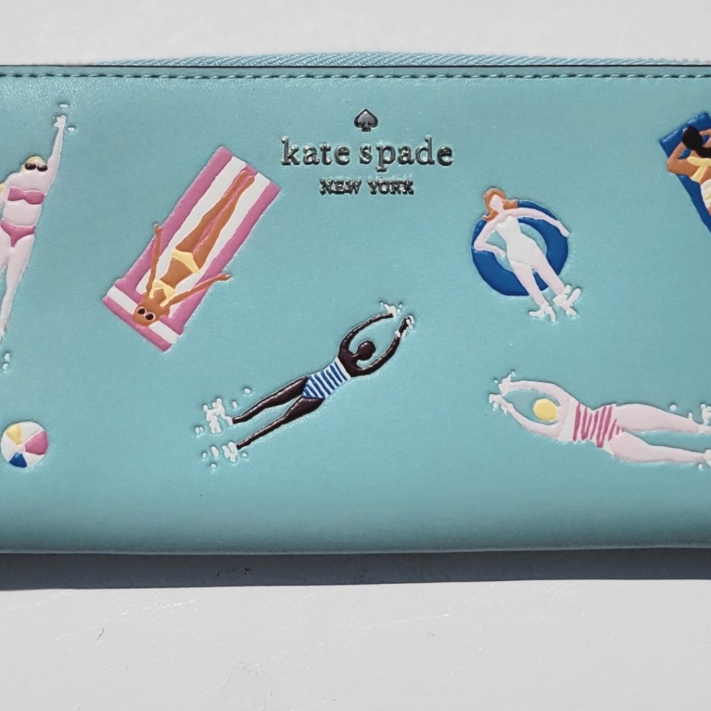 Kate Spade New York Splash Poolside Leather Continental ZipperNovelty Wallet NWT